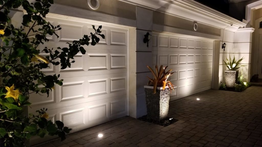 William Sample Landscape Lighting Residential Property Garage door view